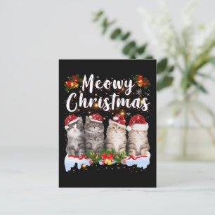 Cat Meowy Family Matching Kerstpyjama Santa Briefkaart