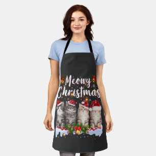 Cat Meowy Family Matching Kerstpyjama Santa Schort