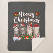 Cat Meowy Family Matching Kerstpyjama Santa Sherpa Deken (Voorkant)