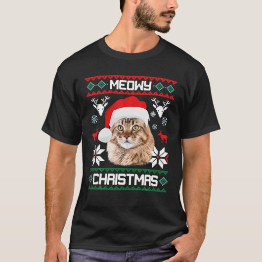 Cat Meowy Family Matching Kerstpyjama Santa T-shirt (Voorkant)