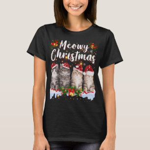Cat Meowy Family Matching Kerstpyjama Santa T-shirt