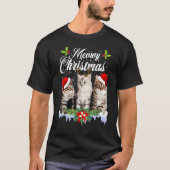 Cat Meowy Family Matching Kerstpyjama Santa T-shirt (Voorkant)
