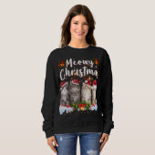 Cat Meowy Family Matching Kerstpyjama Santa Trui (Voorkant volledig)