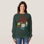 Cat Meowy Family Matching Kerstpyjama Santa Trui (Voorkant volledig)