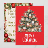 Cat Meowy Kerstboom Feestdagenkaart (Voorkant / Achterkant)