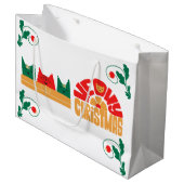 Cat Meowy Kerstcadeau Tas Groot Cadeauzakje (Voorkant Gekanteld)