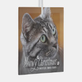 Cat Meowy Kerstmis Pet Memorial Foto Glas Ornament (Voorkant Rechts)