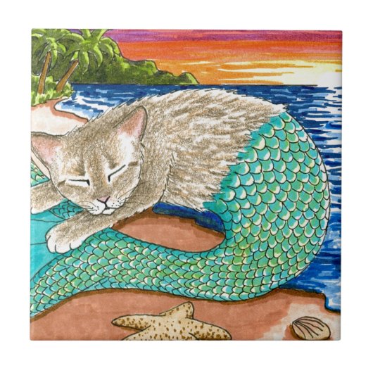 Cat Mermaid 23 Tegeltje (Voorkant)