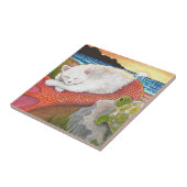Cat Mermaid 26 Merkitty op strand met schildpad Tegeltje (Zijkant)