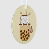 Cat Mermaid Boba Milk Tea Ornament (voorkant)