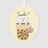Cat Mermaid Boba Milk Tea Ornament (voorkant)