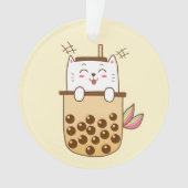 Cat Mermaid Boba Milk Tea Ornament (voorkant)