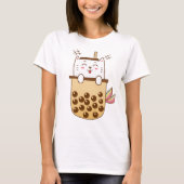 Cat Mermaid Boba Milk Tea T-shirt (Voorkant)