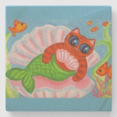 Cat Mermaid Coaster  Stenen Onderzetter (Voorkant)