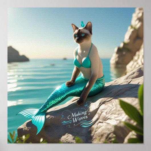 Cat Mermaid for Siamese cat lovers Poster (Voorkant)