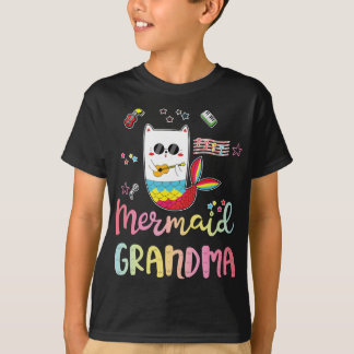 Cat Mermaid Grandma Funny Grandmoeder Family Match T-shirt