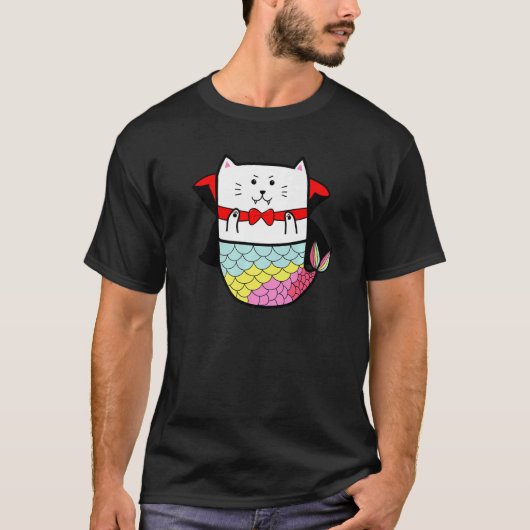 Cat mermaid Halloween Vampire Dracula T-shirt (Voorkant)