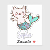 Cat Mermaid Schattige Girly Script Meowmaid Purmai Sticker (Vel)