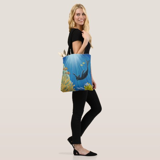 Cat Mermaid Tote Bag (Op model)