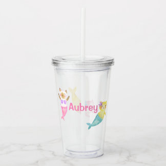 Cat Mermaid Tumbler Cup Acryl Drinkbeker