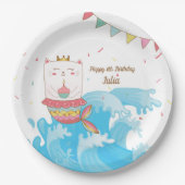 Cat mermaid verjaardagsfeestje bord (Voorkant)