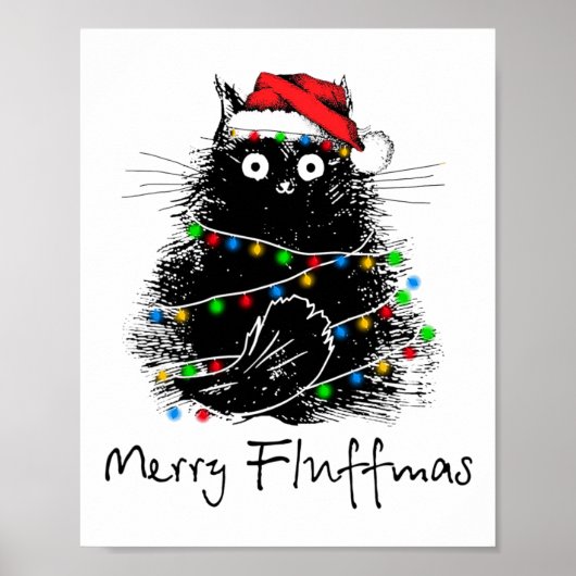 Cat Merry Fluffmas Kattenliefhebber Kerstcadeau Poster (Voorkant)