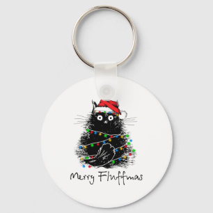 Cat Merry Fluffmas Kattenliefhebber Kerstcadeau Sleutelhanger