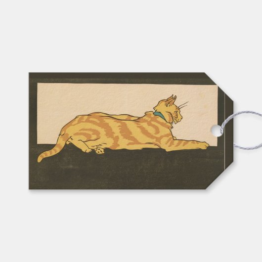 Cat Merry Xmas 1921 Cadeaulabel (Voorkant (Horizontaal))