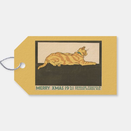 Cat Merry Xmas 1921 Cadeaulabel (Achterkant Horizontaal)