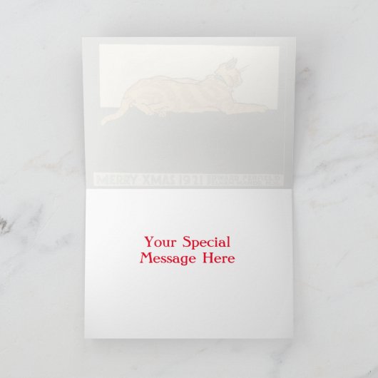 Cat Merry Xmas 1921 Kaart (Binnen)