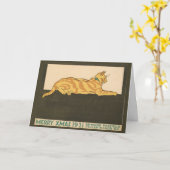 Cat Merry Xmas 1921 Kaart (Gele Bloem)