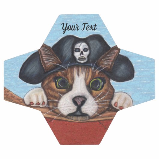 Cat met cared look in Pirate Pet Hangen op boot Voetbal (Enkel)