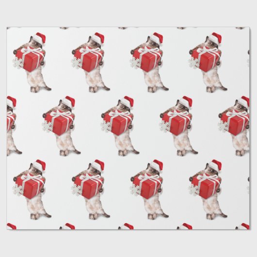CAT MET CHRISTMAS GIFT CHRISTMAS GIFT WRAP CADEAUPAPIER (Vlak)