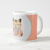 Cat met Coffee Mug | Cozy Cat Lover Gift Grote Koffiekop (Voorkant rechts)