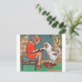Cat met een meisje, Jessie Willcox Smith Briefkaart (Staand voorkant)