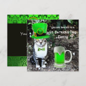 CAT MET GROENE IRISH BEER ST PATRICK'S DAY PARTY KAART (Voorkant / Achterkant)