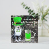 CAT MET GROENE IRISH BEER ST PATRICK'S DAY PARTY KAART (Staand voorkant)
