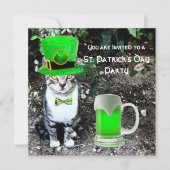 CAT MET GROENE IRISH BEER ST PATRICK'S DAY PARTY KAART (Voorkant)