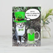CAT MET GROENE IRISH BEER ST PATRICK'S DAY PARTY KAART (Staand voorkant)