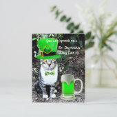 CAT MET GROENE IRISH BEER ST PATRICK'S DAY PARTY KAART (Staand voorkant)