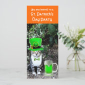 CAT MET GROENE IRISH BEER ST PATRICK'S DAY PARTY KAART (Staand voorkant)