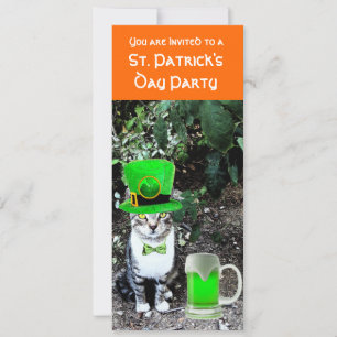 CAT MET GROENE IRISH BEER ST PATRICK'S DAY PARTY KAART