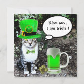 CAT MET GROENE IRISH BEER ST PATRICK'S DAY PARTY KAART (Voorkant)