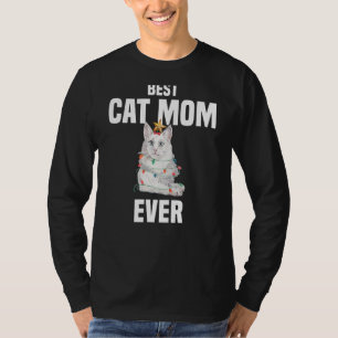 Cat met milde lampjes en beste kat op mam t-shirt
