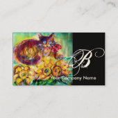 CAT MET RODE RIBBON EN ZONLOWERS MONOGRAM VISITEKAARTJE (Achterkant)