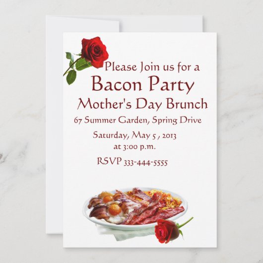 CAT MET ROSES BACON BRUNCH PARTIJ KAART (Achterkant)