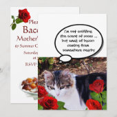 CAT MET ROSES BACON BRUNCH PARTIJ KAART (Voorkant / Achterkant)