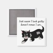 Cat met zwarte pleister met Gezegde Magneet (Voorkant / Achterkant)