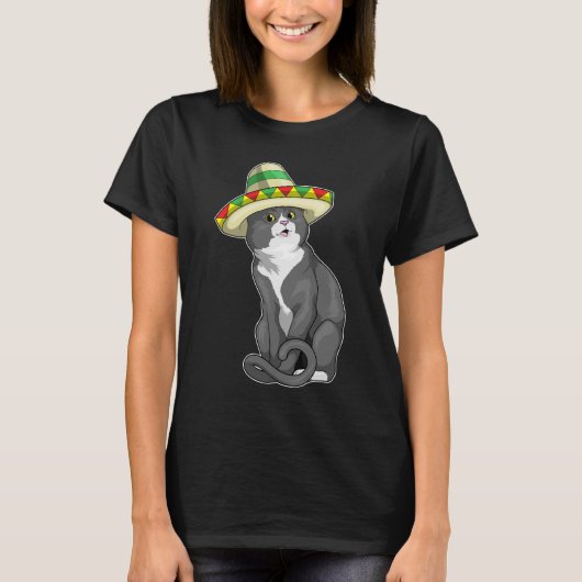 Cat Mexicaans pet T-shirt (Voorkant)