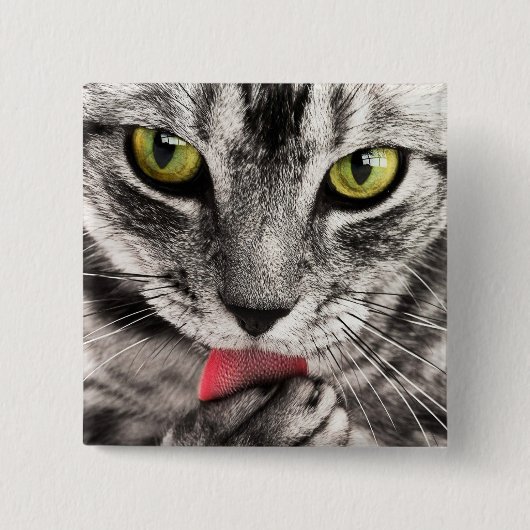 Cat Miau Vierkante Button 5,1 Cm (Voorkant)